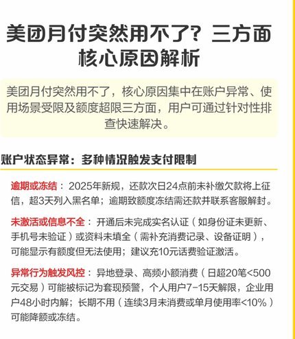 美团月付取现会影响征信吗？